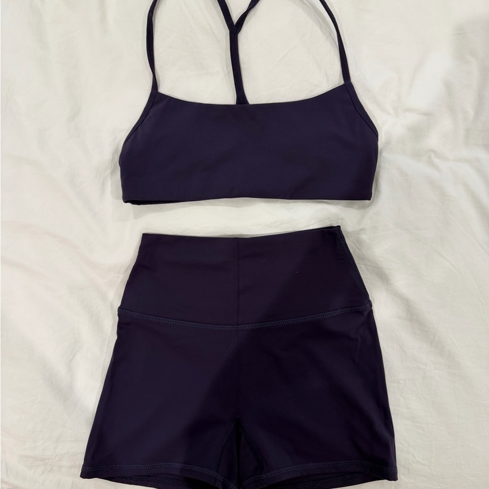 Garage Plum Activewear Set - Crop Top & High-Waist Shorts
